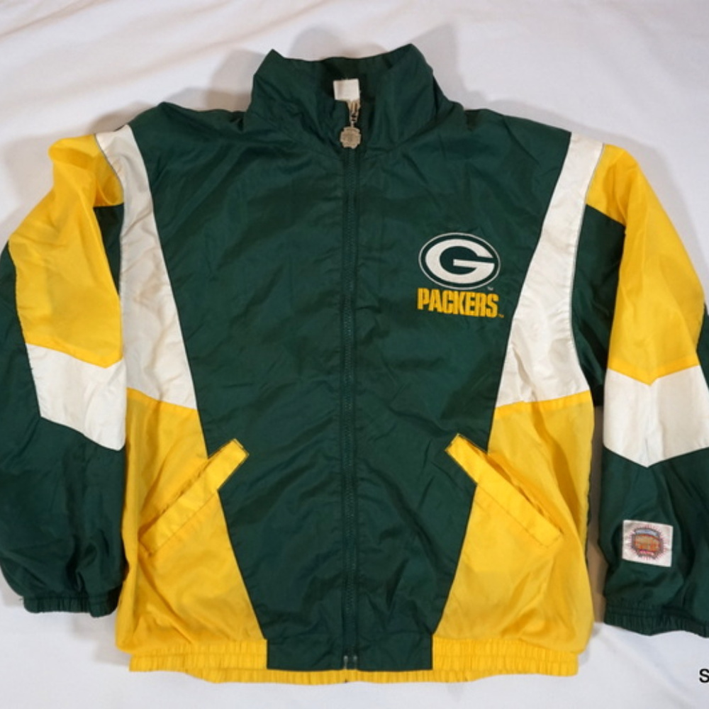 VTG Green Bay Packers Windbreaker Jacket Boys L